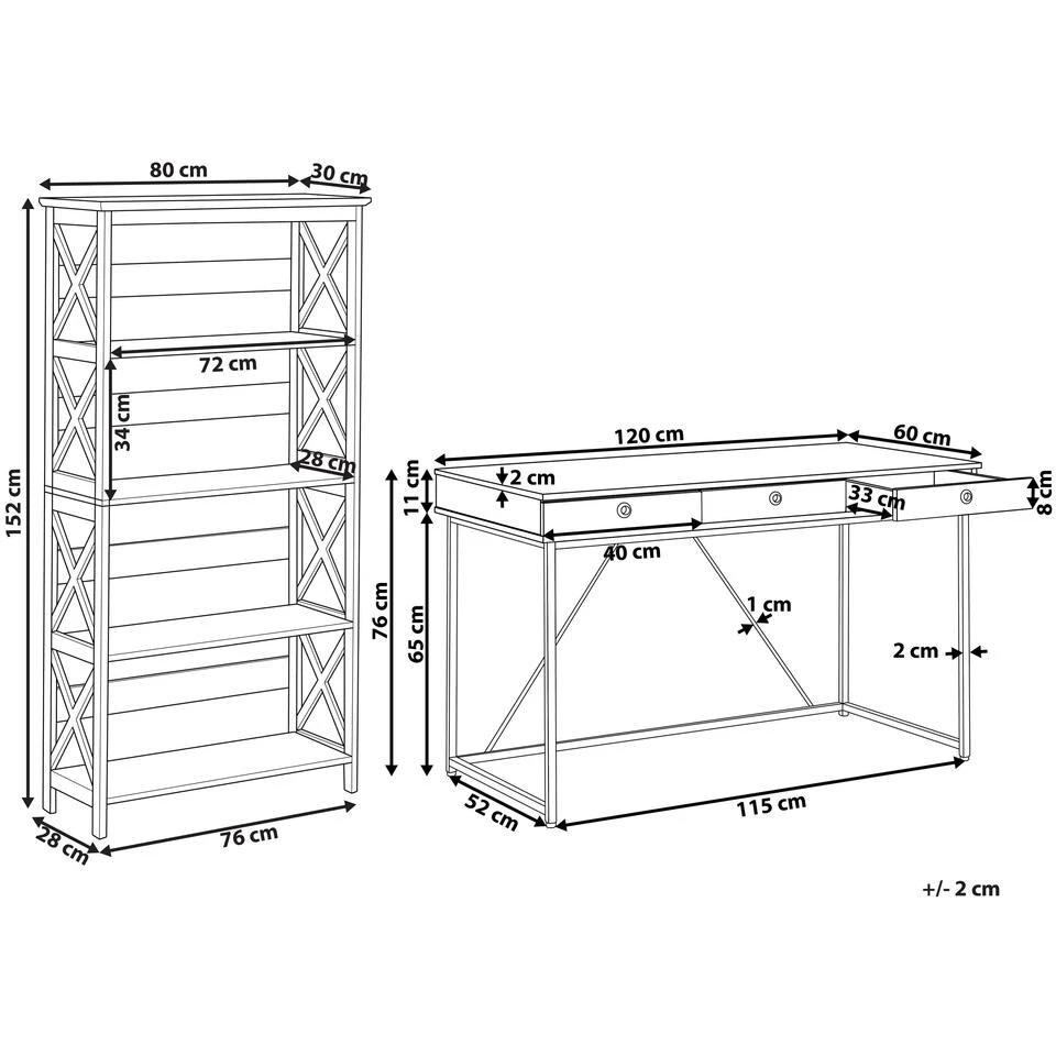 Beliani FOSTER/HINTON - Lichte Houtkleur Spaanplaat, Mdf - Afbeelding 3