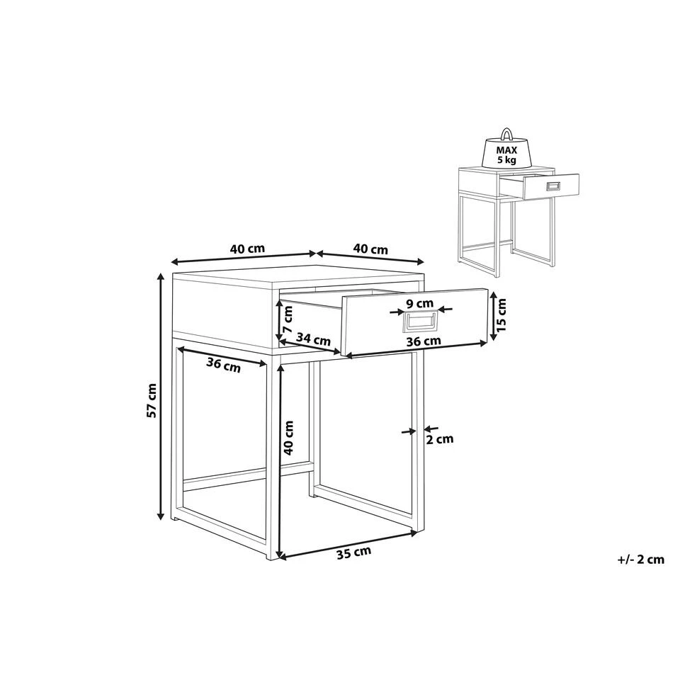 Beliani Bijzettafel LARGO - Wit Mdf - Afbeelding 3