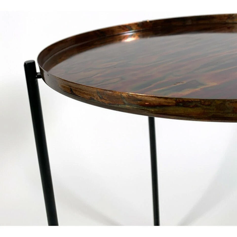 Lesli Living Bijzettafel - Rond - Zwart Met Koperkleurig - 35 Cm - Afbeelding 2