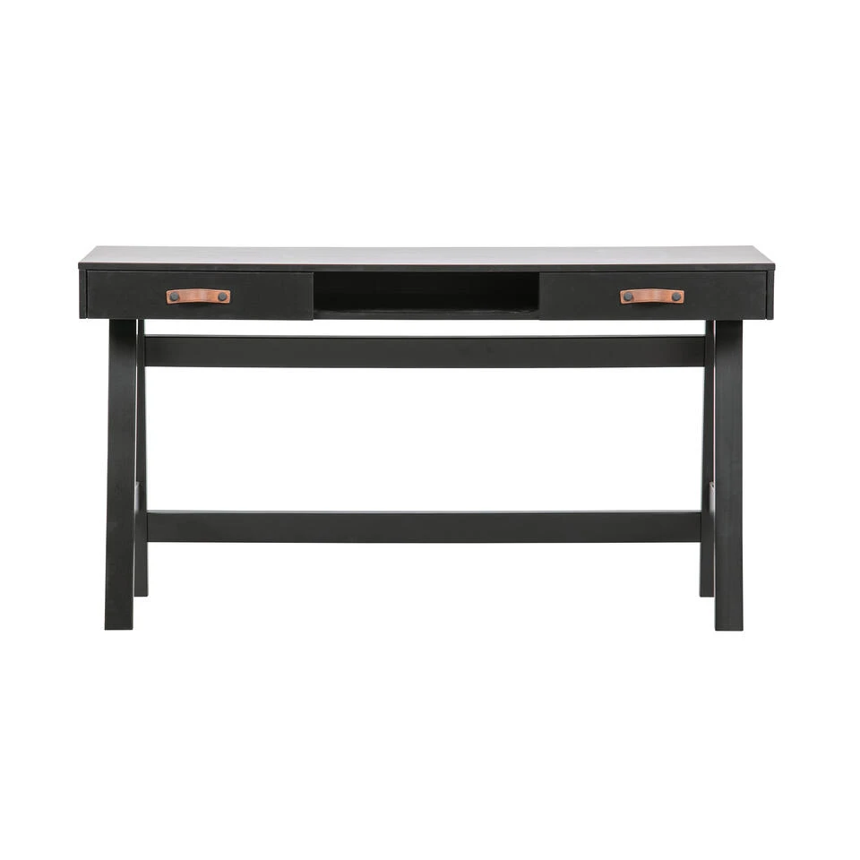 WOOOD Dian Bureau - Grenen - Zwart - 75x140x62 - Afbeelding 3