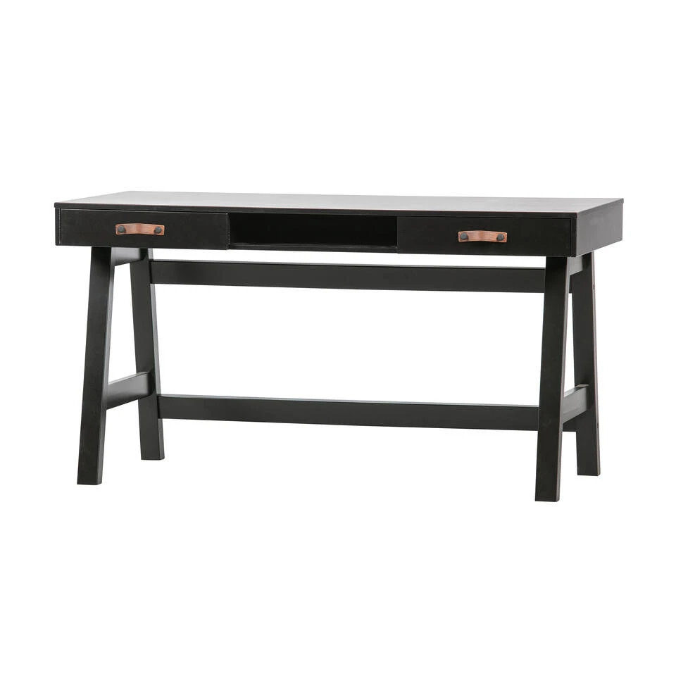 WOOOD Dian Bureau - Grenen - Zwart - 75x140x62 - Afbeelding 4