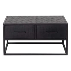 Giga Meubel Salontafel Zwart Mangohout - Visgraat - 80x80x40- Isa