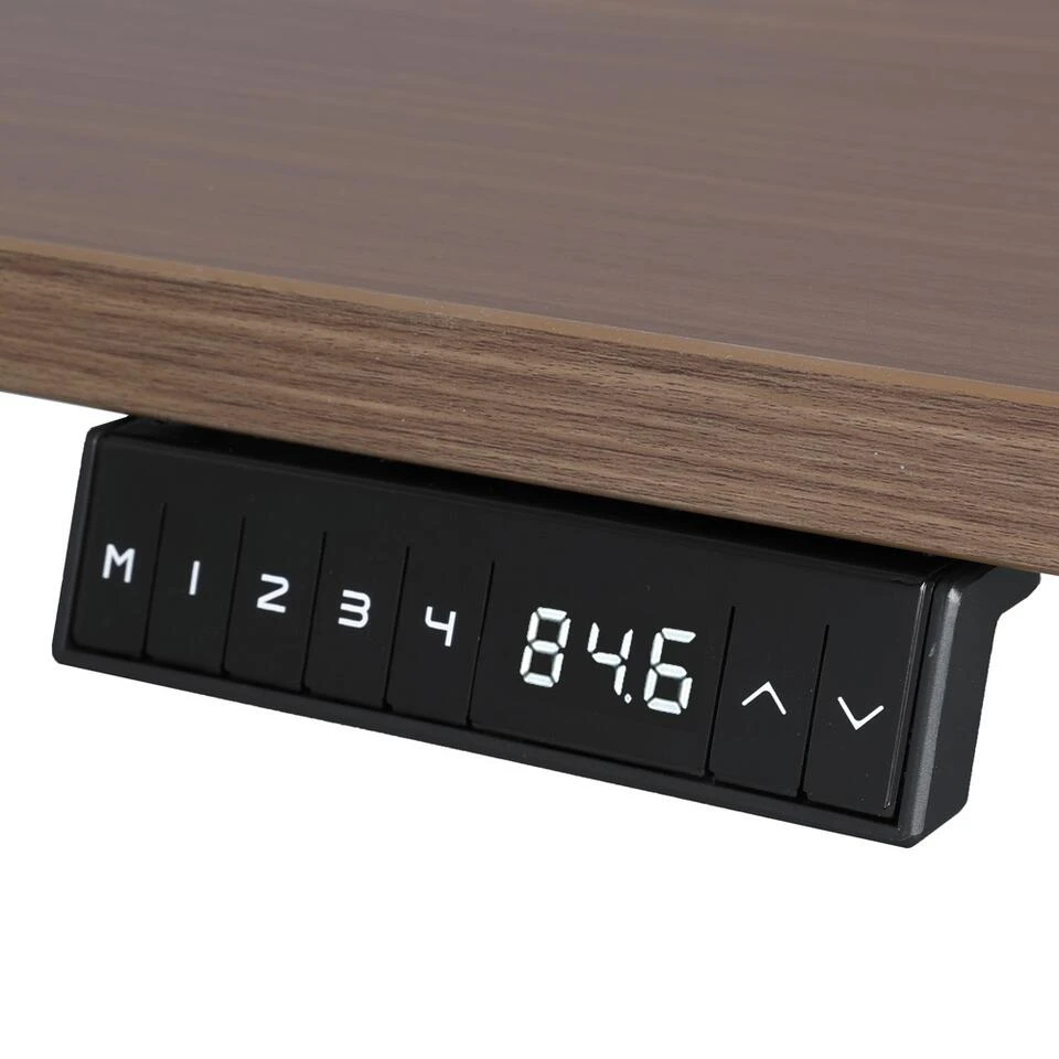 Elektrisch Verstelbaar Bureau - 140x80 Cm - Single Motor - Wit / Donker Eiken - Afbeelding 2