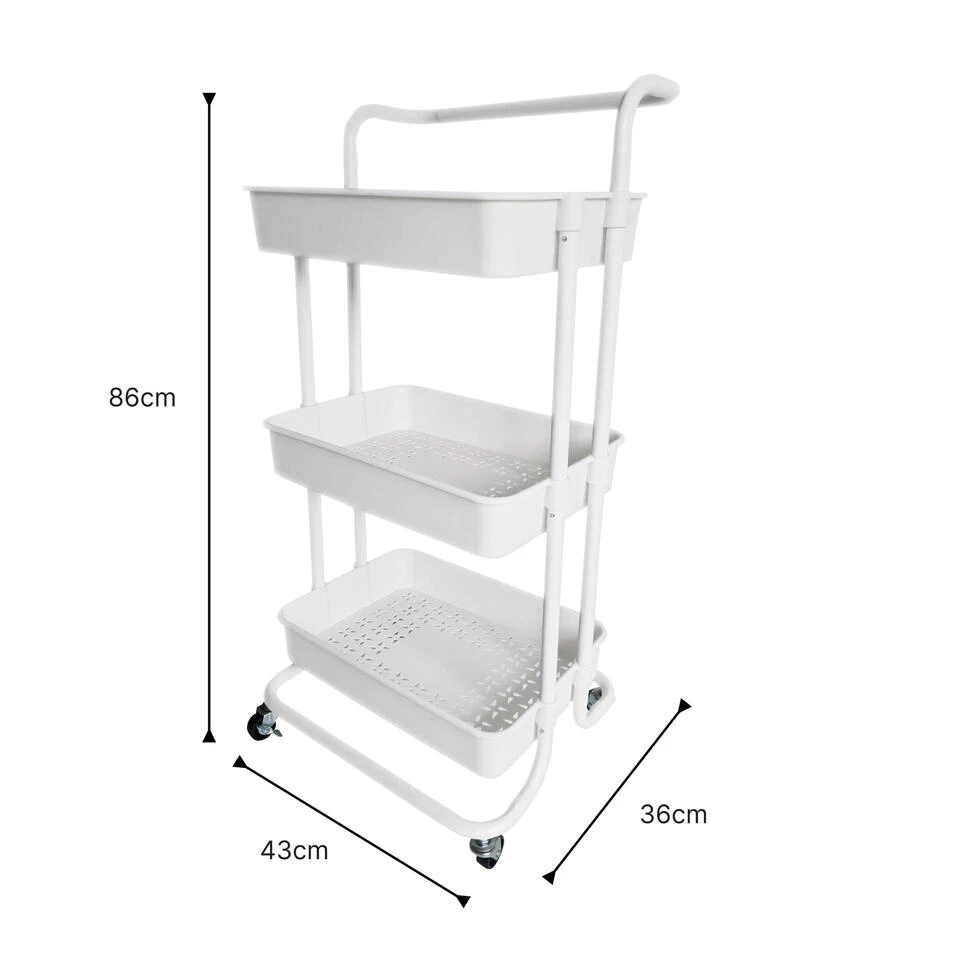 O'DADDY® Keukentrolley Op Wieltjes - Serveerwagen - 86x43x36cm - Wit - Afbeelding 4