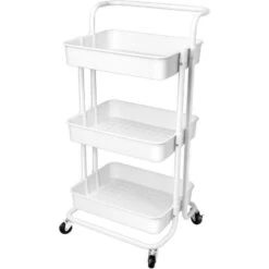 O'DADDY® Keukentrolley Op Wieltjes - Serveerwagen - 86x43x36cm - Wit