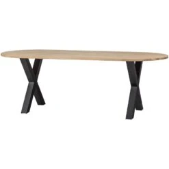 WOOOD Tablo Tafel Ovaal Met Alkmaar Poot - Eiken/Metaal - 75x220x90
