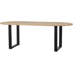 WOOOD Tablo Tafel Ovaal Met U-Poot - Eiken/Metaal - 75x220x90