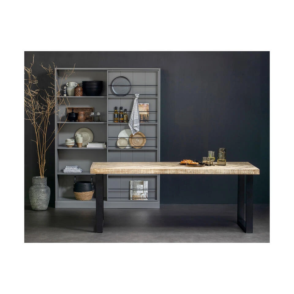 WOOOD Tablo Tafel Visgraat Met U-Poot - Mango - 75x200x90 - Afbeelding 4