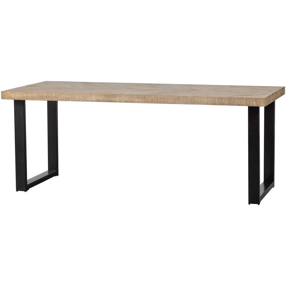 WOOOD Tablo Tafel Visgraat Met U-Poot - Mango - 75x200x90