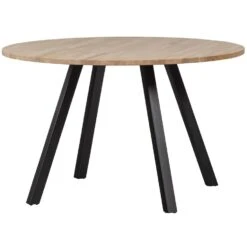 WOOOD Tablo Tafel Rond Met 2-Standen Poot - Eiken/Metaal - 75x120x120