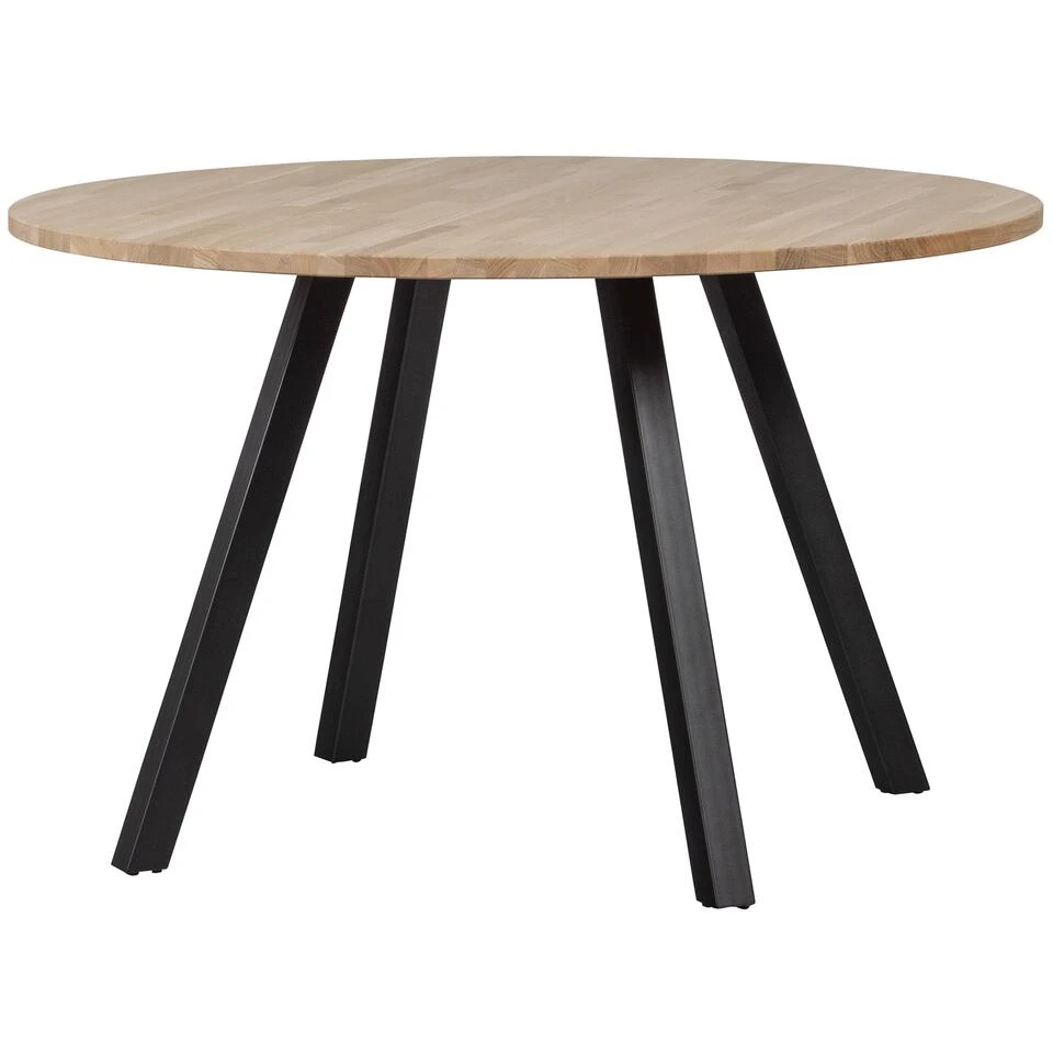 WOOOD Tablo Tafel Rond Met 2-Standen Poot - Eiken/Metaal - 75x120x120