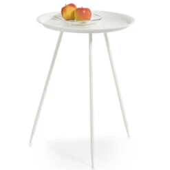 Zeller Bijzettafel - Wit - Metaal - 39 X 53 Cm