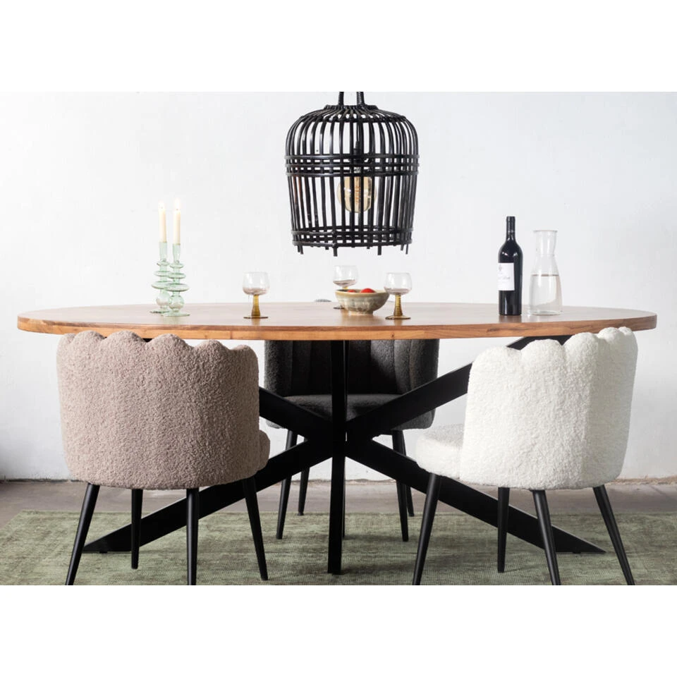 Giga Meubel Eettafel Ovaal - Hout - Metaal - 200x100x77cm - Kim - Afbeelding 2