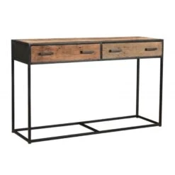 Industriële Sidetable Rayan 2 Lades Robuust Hout 40x150x76 Cm Hardhout