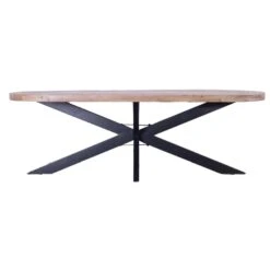 Giga Meubel Eettafel Ovaal Mangohout - Metaal - 160x90x78cm - Barn