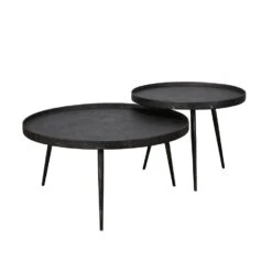 Giga Meubel Salontafel Set Van 2 - Metallic - Rond - Driepoot