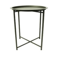 Orange85 Bijzettafel Salontafel Tuintafel Rond Buiten Tuin Mat Groen 46x46x52