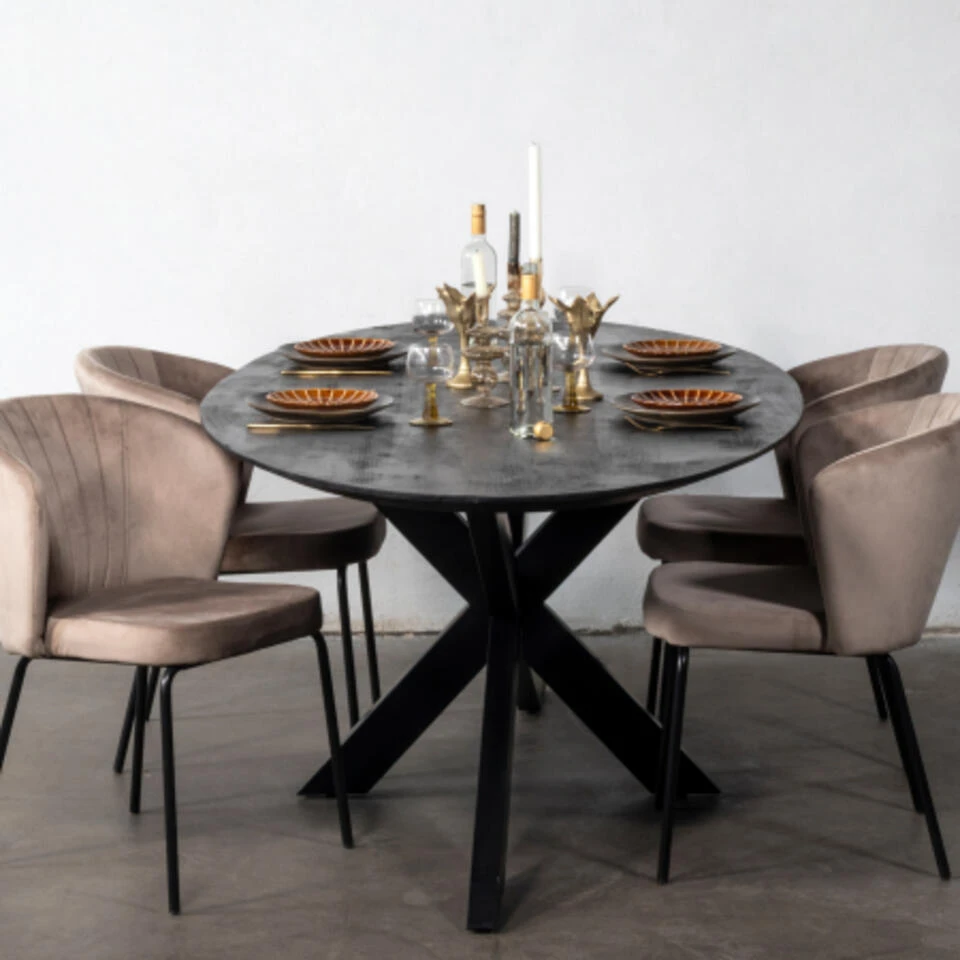 Giga Meubel - Eettafel Zwart Ovaal - 240x110x78cm - Diamond - Afbeelding 4