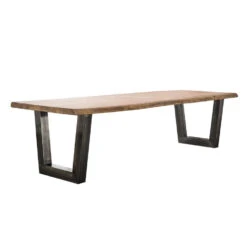 Giga Meubel Eettafel Acaciahout - 300cm - Trapezevormig RVS Onderstel