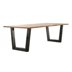 Giga Meubel Eettafel Acaciahout - 240cm - Trapezevormig RVS Onderstel