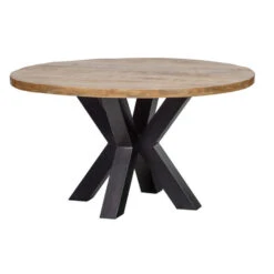 Eettafel Madison 160cm - Mangohout - Bruin - Rond