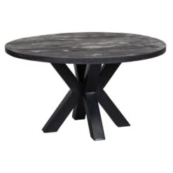 Eettafel Madison Black Ø 120cm - Mangohout - Zwart - Rond