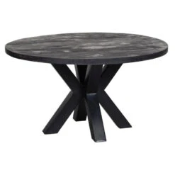 Eettafel Madison Black Ø 130cm - Mangohout - Zwart - Rond