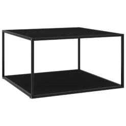 VidaXL Salontafel Met Zwart Glas 90x90x50 Cm Zwart