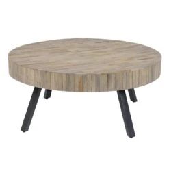 Giga Meubel Salontafel Teakhout - Rond - Naturel - Ø90cm - Tafel Teca