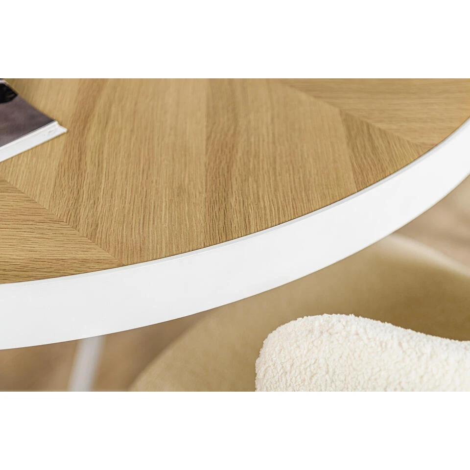 Giga Meubel Eettafel Rond - Naturel/Wit - Ă120cm - Tafel Lennox Eiken - Afbeelding 3
