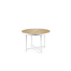 Giga Meubel Eettafel Rond - Naturel/Wit - Ø120cm - Tafel Lennox Eiken