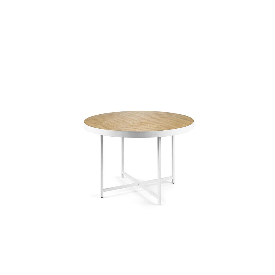 Giga Meubel Eettafel Rond - Naturel/Wit - Ă120cm - Tafel Lennox Eiken