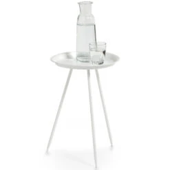 Zeller Bijzettafeltje - Wit - Metaal - Rond - 29 X 44 Cm