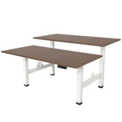 Elektrisch Verstelbaar Duo Bureau - 180x80 Cm - Two Dual Motor - Wit / Donker E