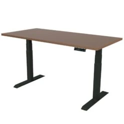 Elektrisch Verstelbaar Bureau - 180x80 Cm - Dual Motor - Zwart / Donker Eiken