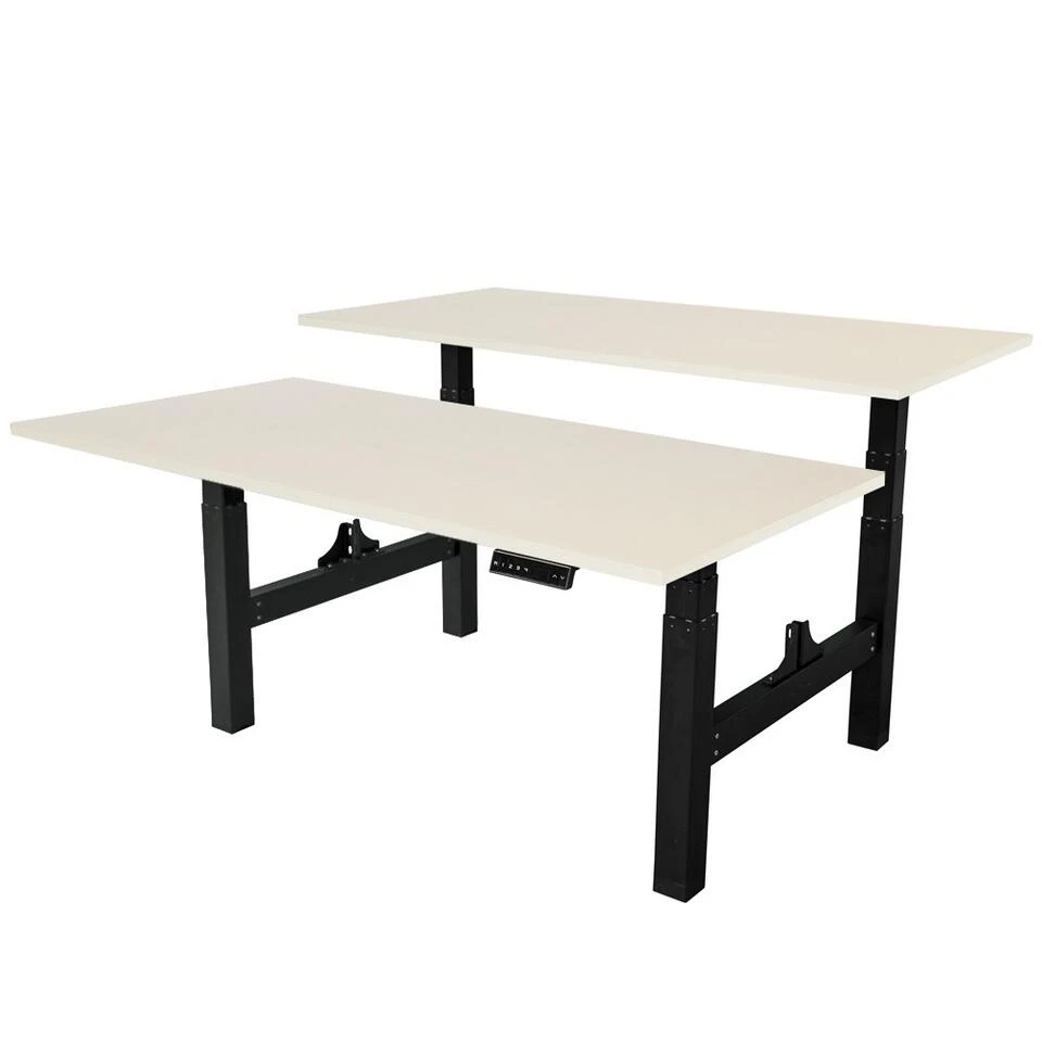 Elektrisch Verstelbaar Duo Bureau - 140x80 Cm - Two Dual Motor - Zwart / Licht