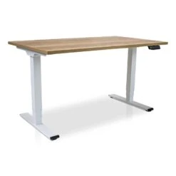 MRC COMFORT Elektrisch ARBO Zit-sta Bureau - 140x80cm - Wit - Robuust Eiken