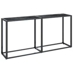 VidaXL Wandtafel 160x35x75,5 Cm Gehard Glas Zwartmarmerkleurig