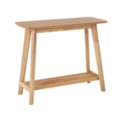 Beliani Consoletafel TULARE - Lichte Houtkleur Mdf, Rubberhout