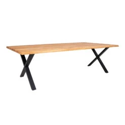 Giga Meubel Eettafel Geolied Eikenhout 300cm - Zwart Onderstel