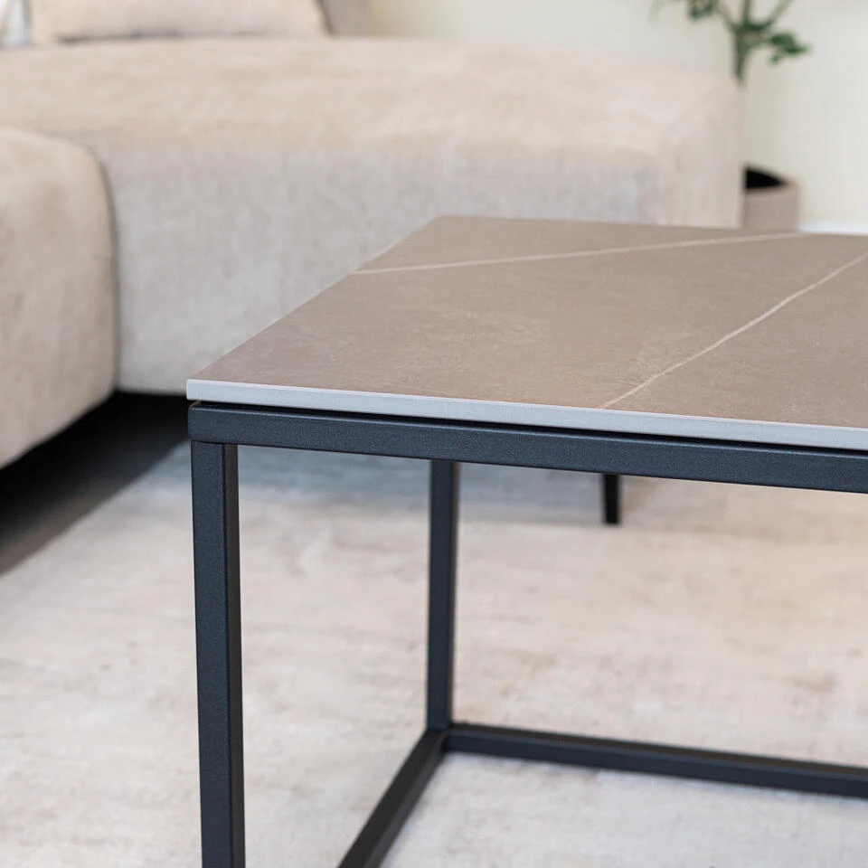 Salontafel Fien Marmer Grijs Vierkant 50x50 Cm - 50x50x44 Cm - Stoneware - Grijs - Afbeelding 4