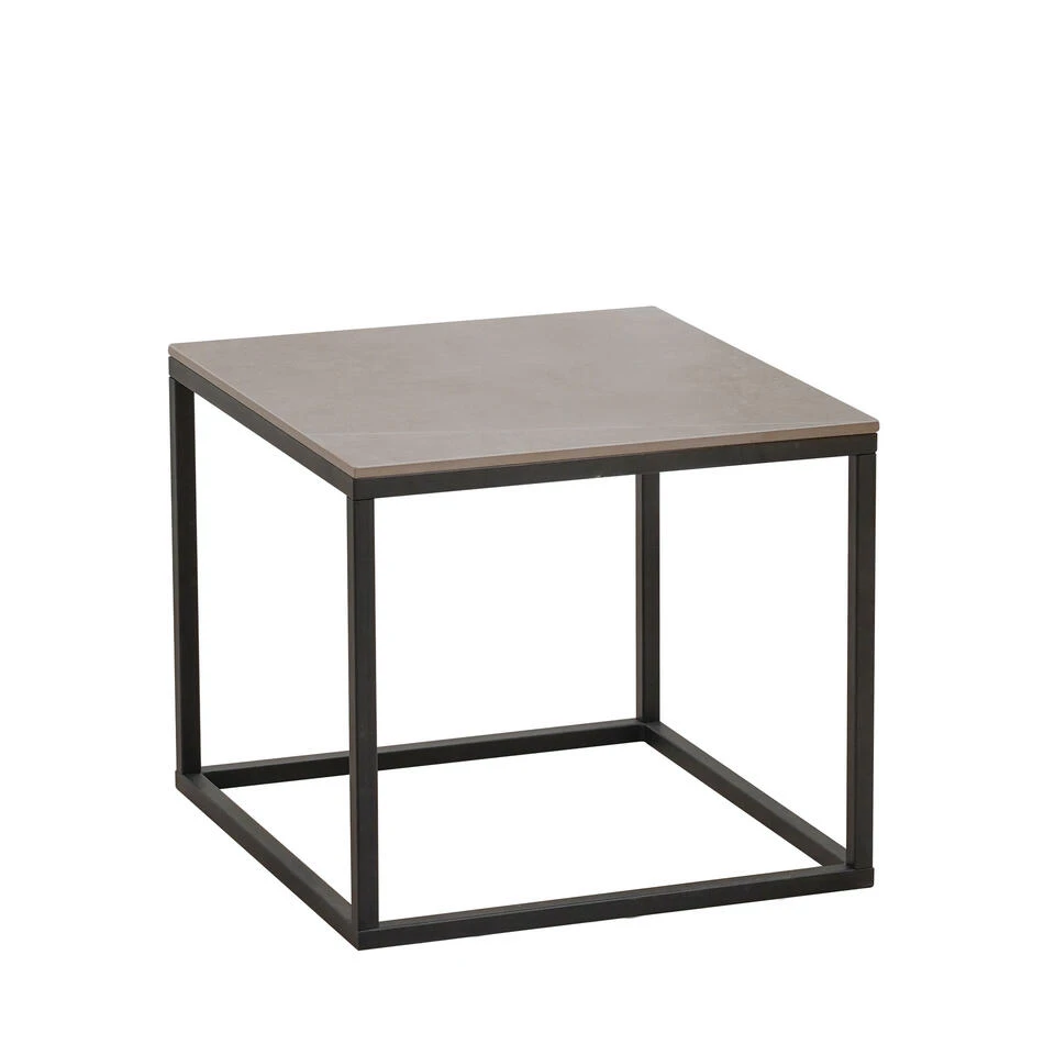Salontafel Fien Marmer Grijs Vierkant 50x50 Cm - 50x50x44 Cm - Stoneware - Grijs