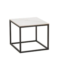 Salontafel Fien Marmer Wit Vierkant 50x50 Cm - 50x50x44 Cm - Stoneware - Wit