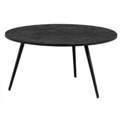 WOOOD Leo Bijzettafel - Teak/Ijzer - Zwart - 38x74x74