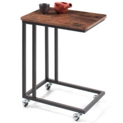 ACAZA Bijzettafel Met Wieltjes - Vintage Look - Vintage Bruin