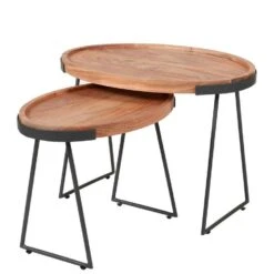 Bijzettafel Ovalo - Ovaal - Hout - Multikleur