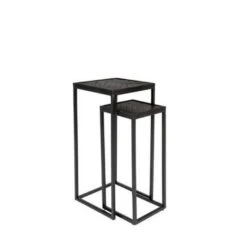Giga Meubel Bijzettafel Hoog Zwart - 30x30x63cm - Set Van 2 - Tafel Parker Set