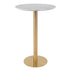 Giga Meubel Bartafel Goud/Wit - MDF - Ø70cm - Tafel Bolzano