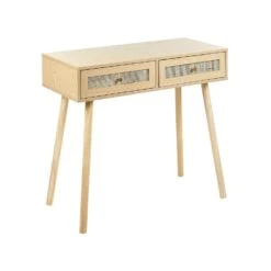 Beliani Consoletafel ODELL - Lichte Houtkleur Vezelplaat, Rotan