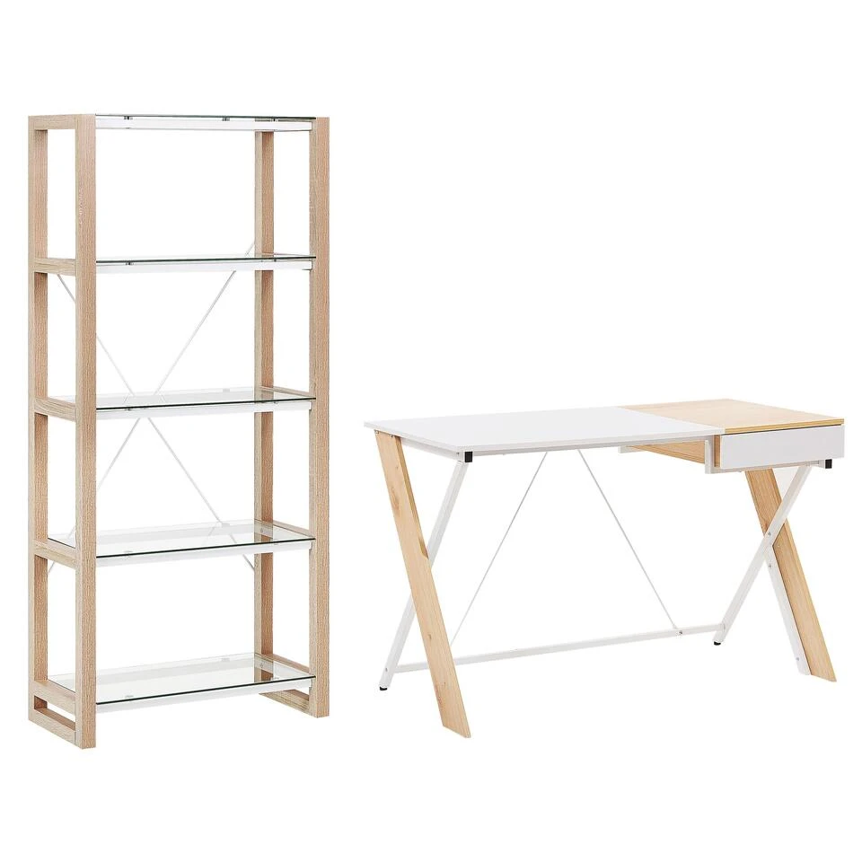 Beliani JENKS/HAMDEN - Wit Spaanplaat, Vezelplaat